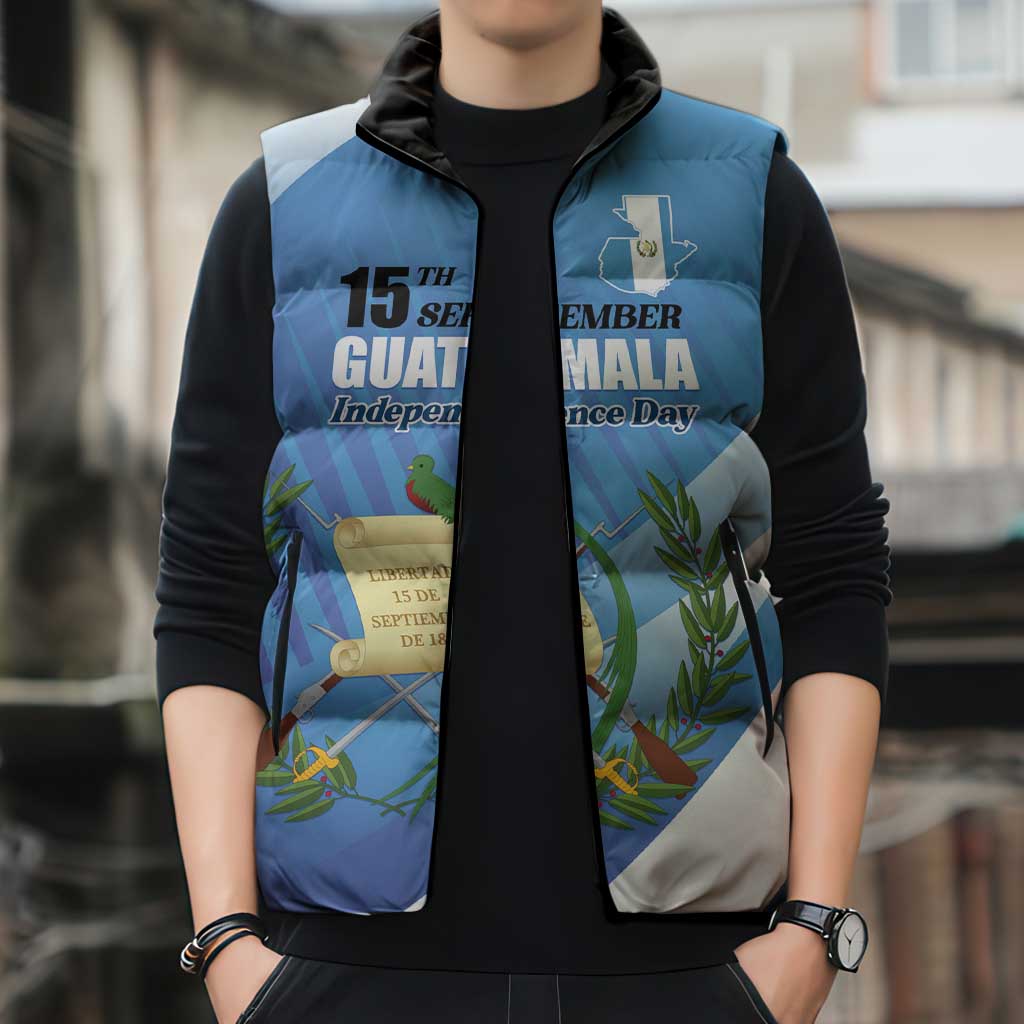Guatemala Independence Day 1821 Sleeveless Puffer Jacket Libre crezca fecundo - Wonder Print Shop