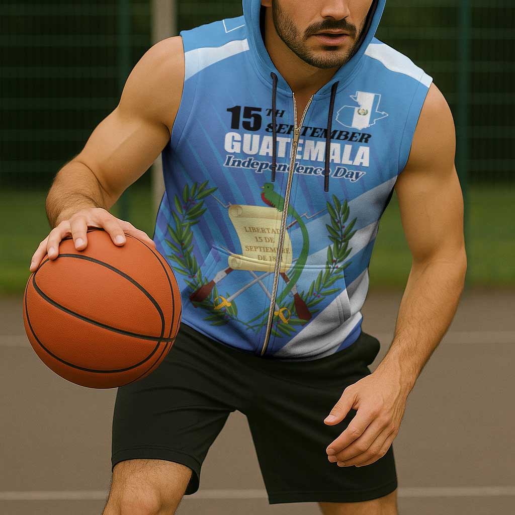 Guatemala Independence Day 1821 Sleeveless Zip Hoodie Libre crezca fecundo - Wonder Print Shop