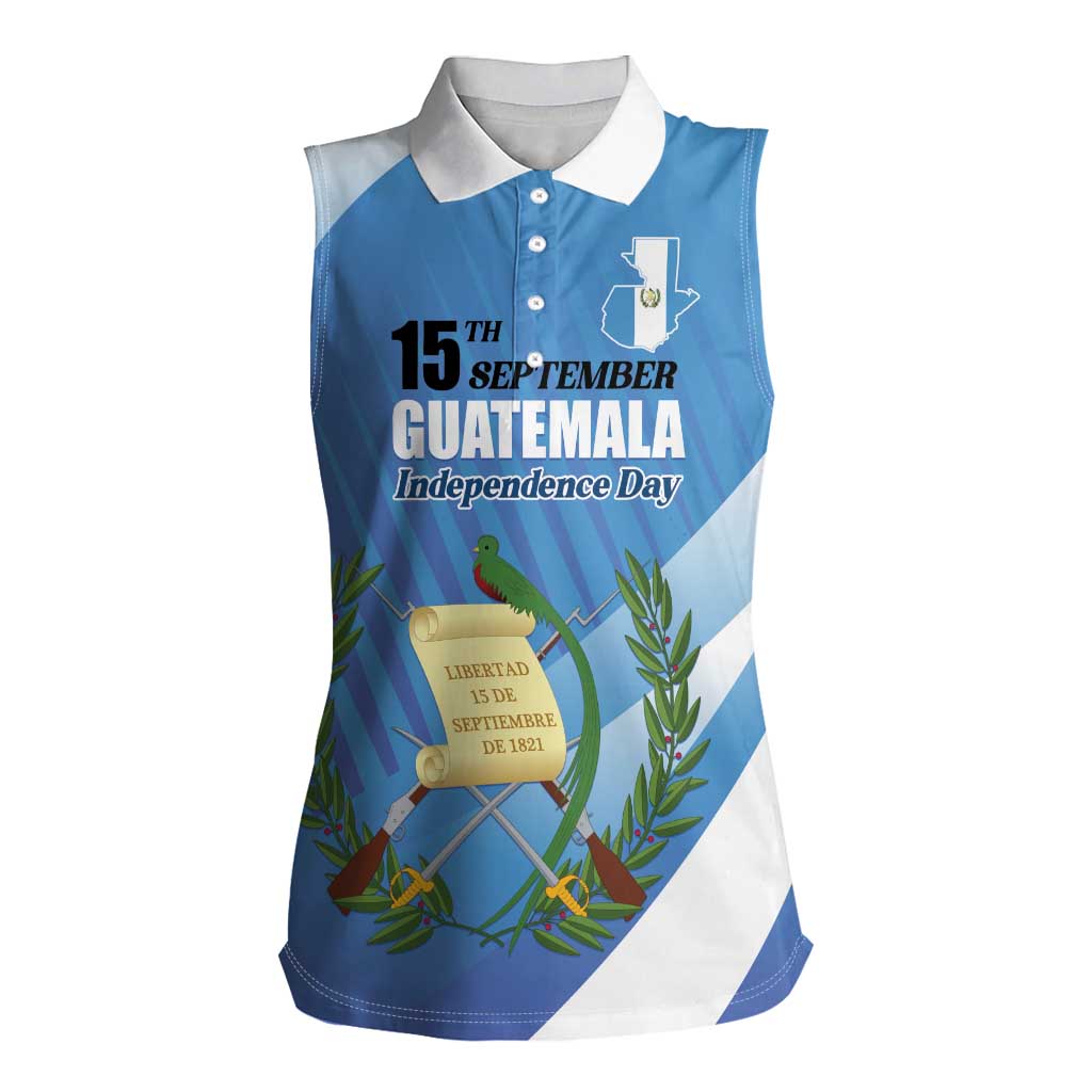 Guatemala Independence Day 1821 Women Sleeveless Polo Shirt Libre crezca fecundo - Wonder Print Shop