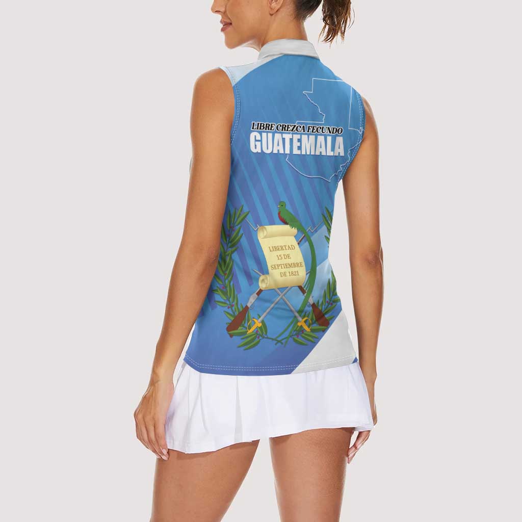 Guatemala Independence Day 1821 Women Sleeveless Polo Shirt Libre crezca fecundo - Wonder Print Shop