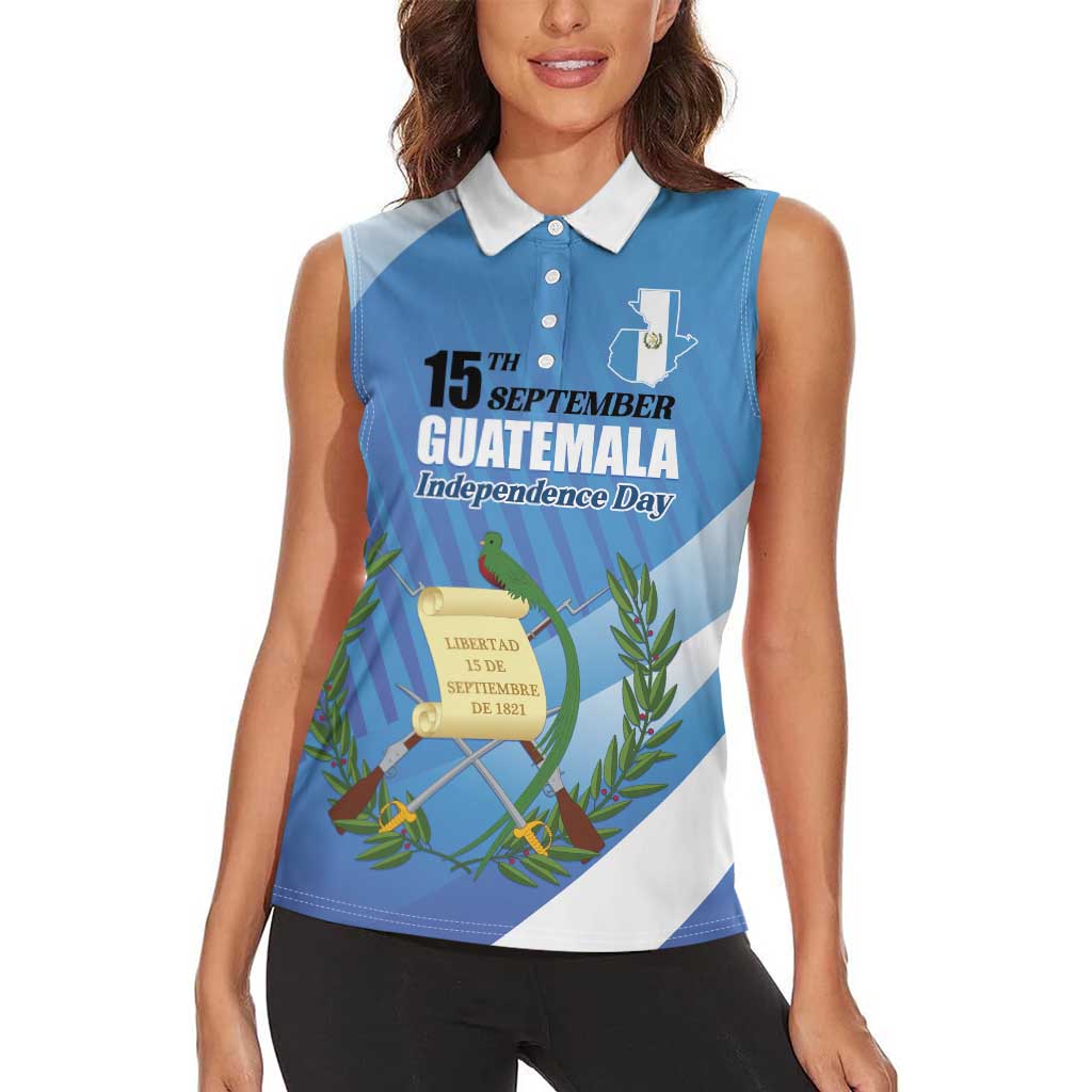 Guatemala Independence Day 1821 Women Sleeveless Polo Shirt Libre crezca fecundo - Wonder Print Shop