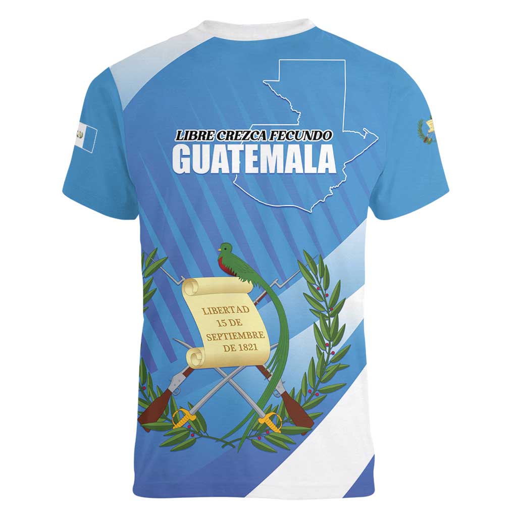Guatemala Independence Day 1821 Women V-Neck T-Shirt Libre crezca fecundo - Wonder Print Shop