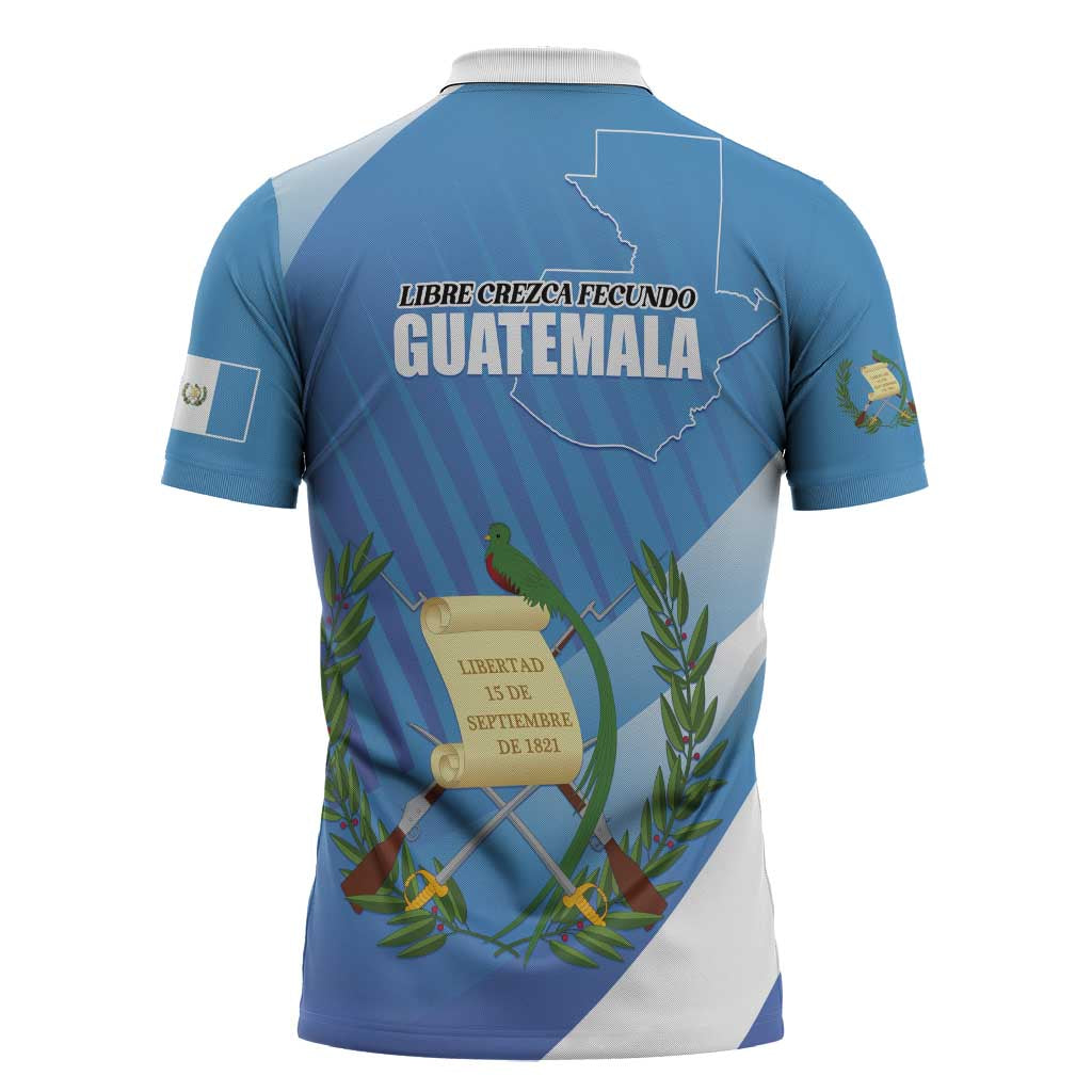Guatemala Independence Day 1821 Zipper Polo Shirt Libre crezca fecundo LT01