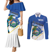 El Salvador Independence Day 1821 Couples Matching Mermaid Dress and Long Sleeve Button Shirt - Wonder Print Shop