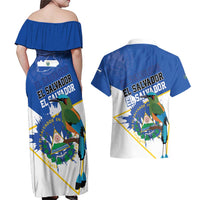 El Salvador Independence Day 1821 Couples Matching Off Shoulder Maxi Dress and Hawaiian Shirt - Wonder Print Shop