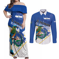 El Salvador Independence Day 1821 Couples Matching Off Shoulder Maxi Dress and Long Sleeve Button Shirt - Wonder Print Shop