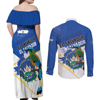 El Salvador Independence Day 1821 Couples Matching Off Shoulder Maxi Dress and Long Sleeve Button Shirt - Wonder Print Shop