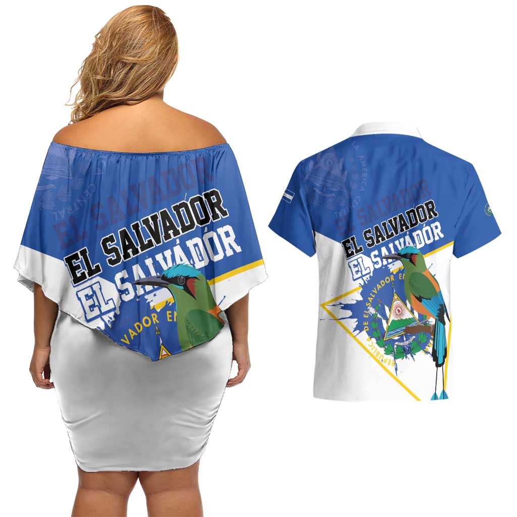 El Salvador Independence Day 1821 Couples Matching Off Shoulder Short Dress and Hawaiian Shirt - Wonder Print Shop