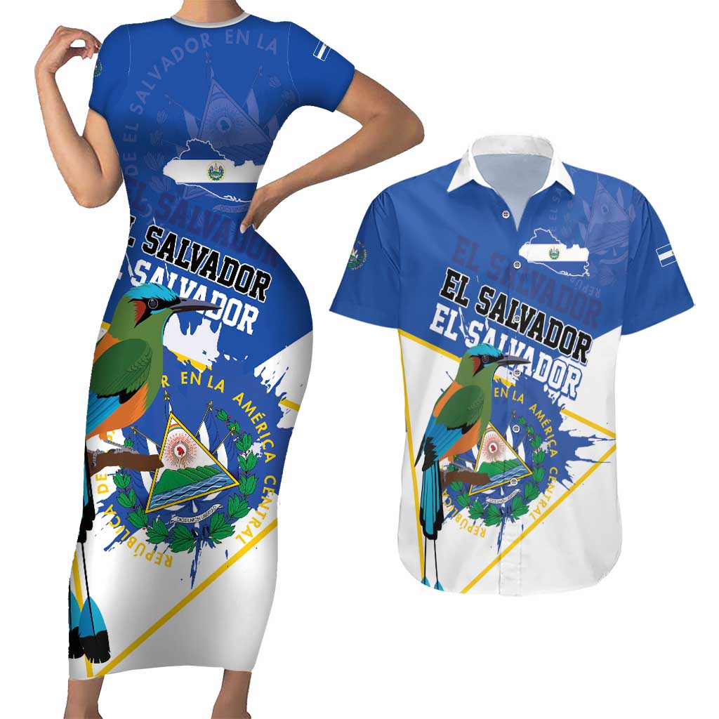 El Salvador Independence Day 1821 Couples Matching Short Sleeve Bodycon Dress and Hawaiian Shirt - Wonder Print Shop