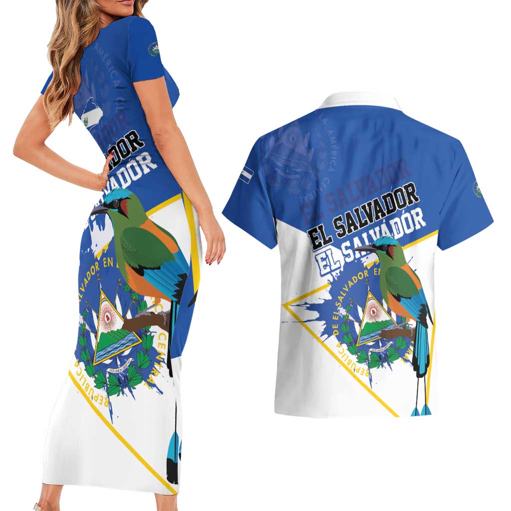 El Salvador Independence Day 1821 Couples Matching Short Sleeve Bodycon Dress and Hawaiian Shirt - Wonder Print Shop
