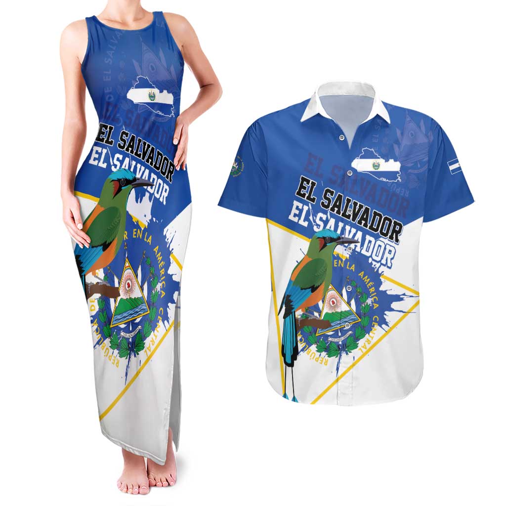 El Salvador Independence Day 1821 Couples Matching Tank Maxi Dress and Hawaiian Shirt - Wonder Print Shop