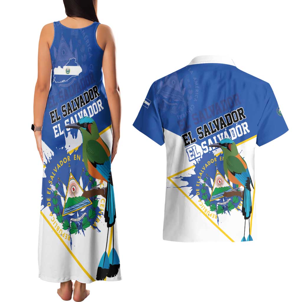 El Salvador Independence Day 1821 Couples Matching Tank Maxi Dress and Hawaiian Shirt - Wonder Print Shop