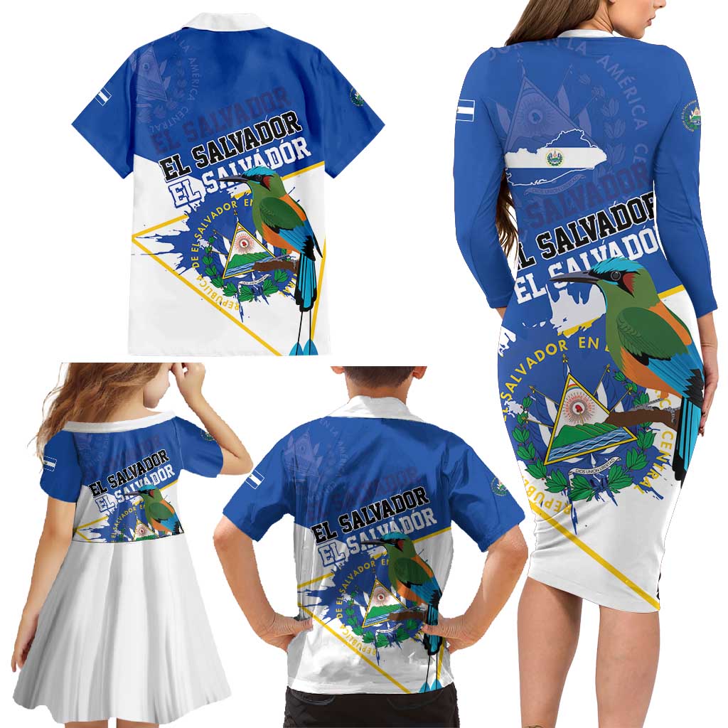 El Salvador Independence Day 1821 Family Matching Long Sleeve Bodycon Dress and Hawaiian Shirt - Wonder Print Shop