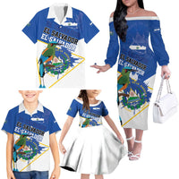 El Salvador Independence Day 1821 Family Matching Off The Shoulder Long Sleeve Dress and Hawaiian Shirt - Wonder Print Shop