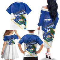 El Salvador Independence Day 1821 Family Matching Off The Shoulder Long Sleeve Dress and Hawaiian Shirt - Wonder Print Shop