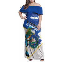 El Salvador Independence Day 1821 Family Matching Off Shoulder Maxi Dress and Hawaiian Shirt - Wonder Print Shop