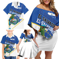 El Salvador Independence Day 1821 Family Matching Off Shoulder Short Dress and Hawaiian Shirt - Wonder Print Shop