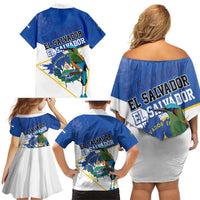 El Salvador Independence Day 1821 Family Matching Off Shoulder Short Dress and Hawaiian Shirt - Wonder Print Shop