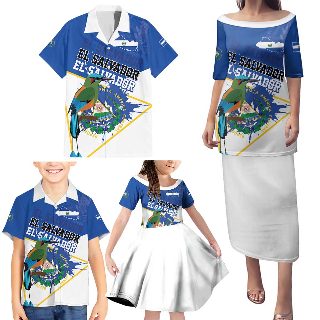 El Salvador Independence Day 1821 Family Matching Puletasi and Hawaiian Shirt - Wonder Print Shop