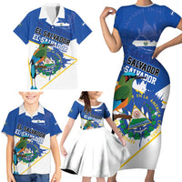El Salvador Independence Day 1821 Family Matching Short Sleeve Bodycon Dress and Hawaiian Shirt - Wonder Print Shop