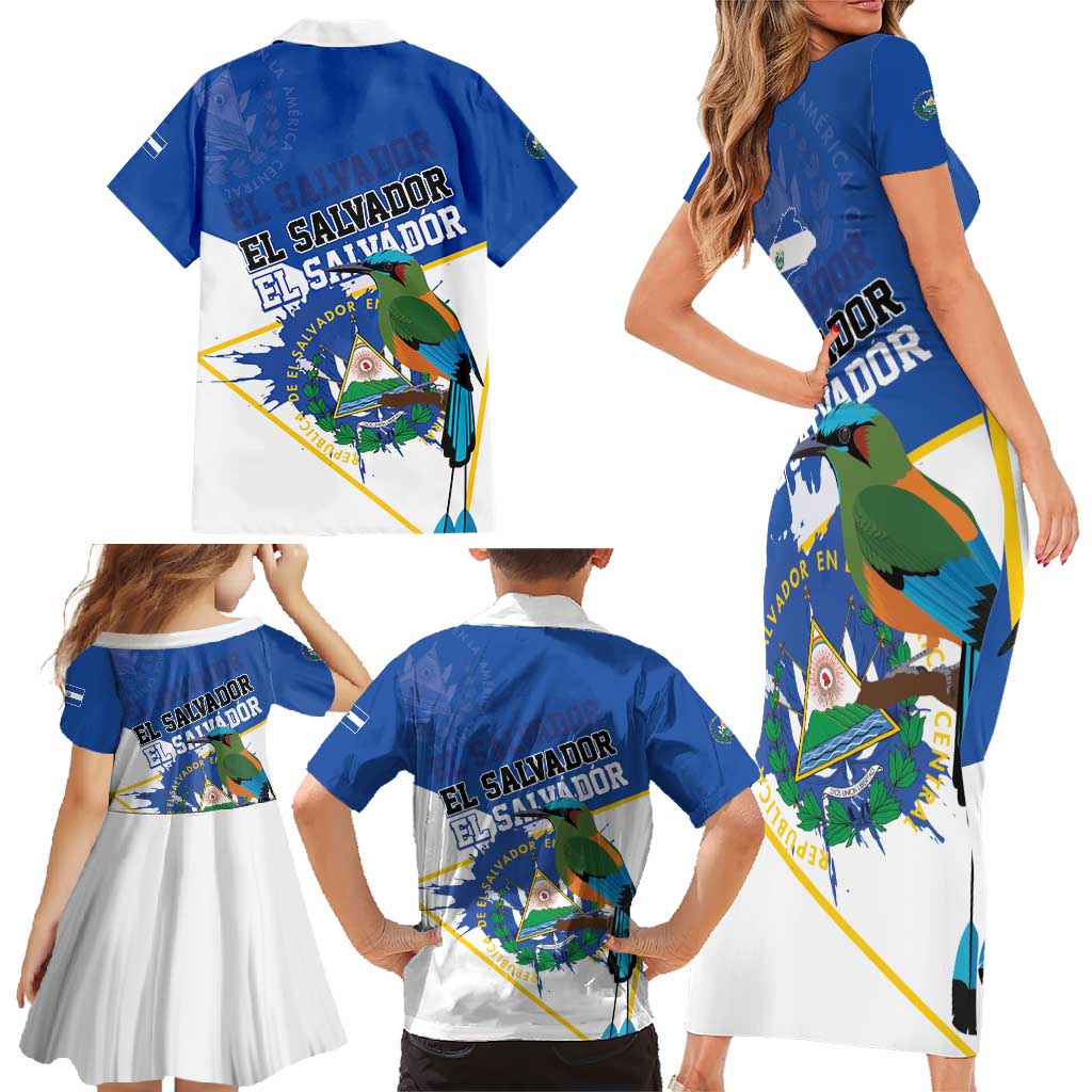 El Salvador Independence Day 1821 Family Matching Short Sleeve Bodycon Dress and Hawaiian Shirt - Wonder Print Shop