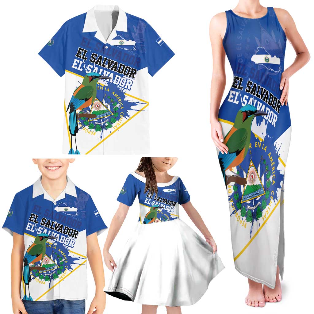 El Salvador Independence Day 1821 Family Matching Tank Maxi Dress and Hawaiian Shirt - Wonder Print Shop