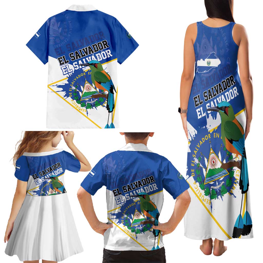 El Salvador Independence Day 1821 Family Matching Tank Maxi Dress and Hawaiian Shirt - Wonder Print Shop