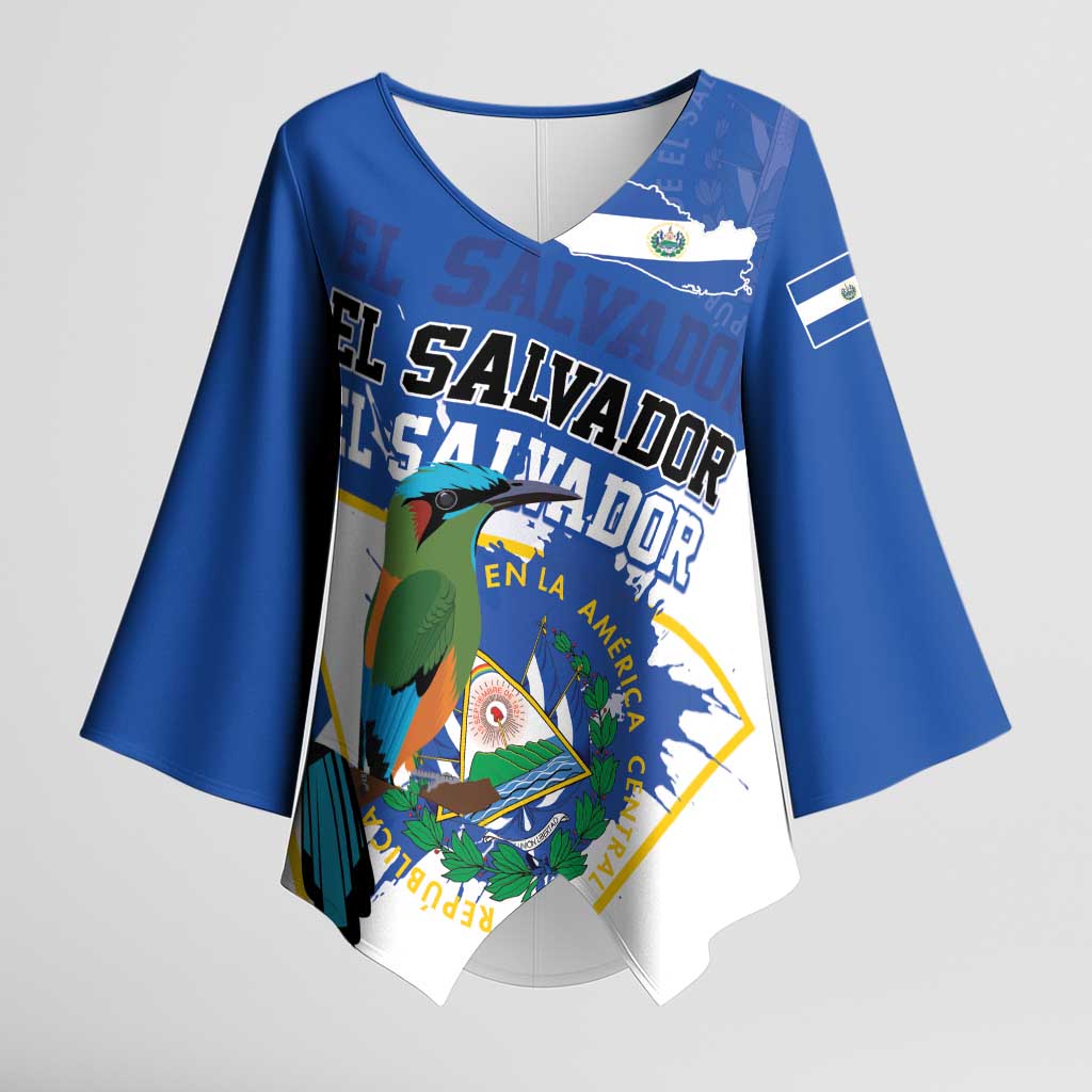 El Salvador Independence Day 1821 Kimono Sleeve Blouse - Wonder Print Shop
