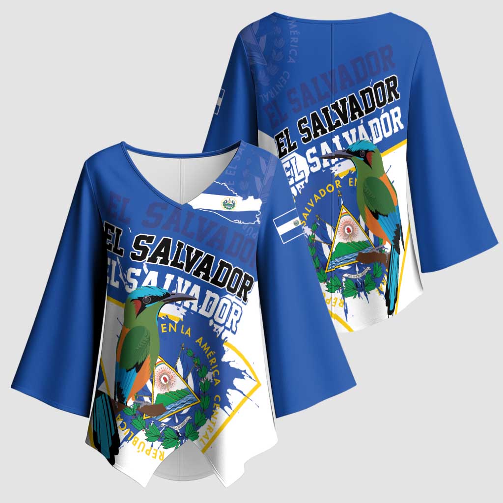 El Salvador Independence Day 1821 Kimono Sleeve Blouse - Wonder Print Shop