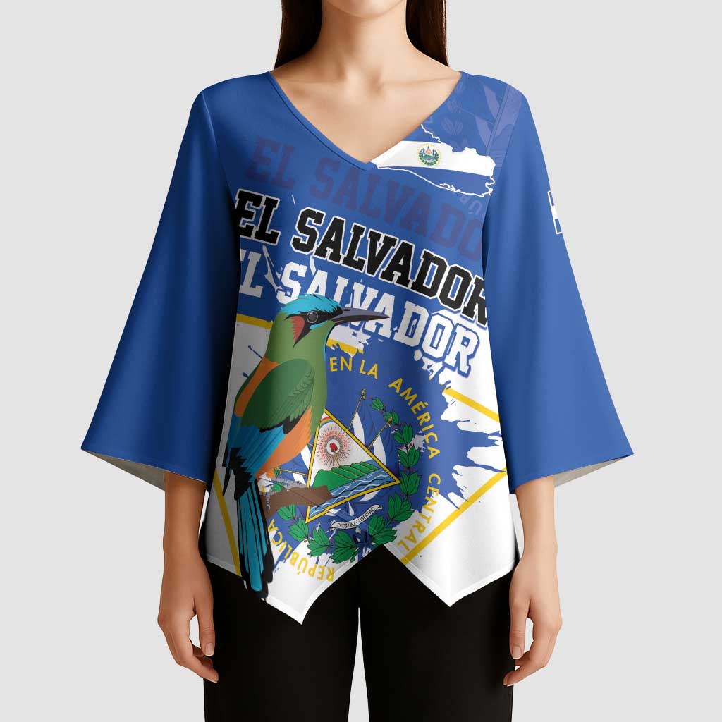 El Salvador Independence Day 1821 Kimono Sleeve Blouse - Wonder Print Shop