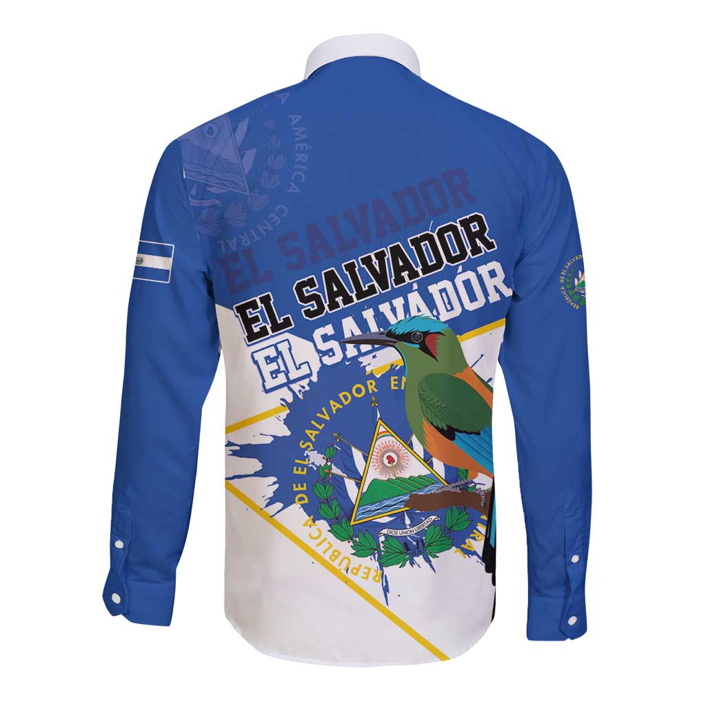 El Salvador Independence Day 1821 Long Sleeve Button Shirt - Wonder Print Shop