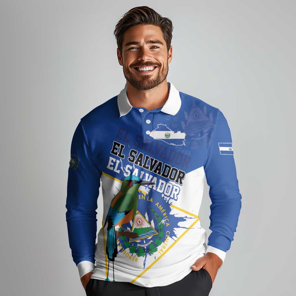 El Salvador Independence Day 1821 Long Sleeve Polo Shirt - Wonder Print Shop