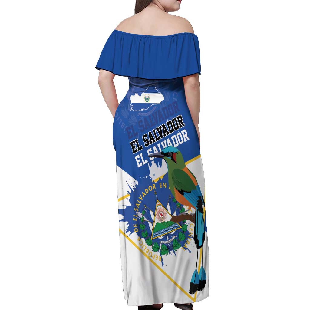 El Salvador Independence Day 1821 Off Shoulder Maxi Dress - Wonder Print Shop