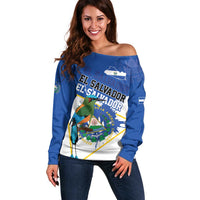 El Salvador Independence Day 1821 Off Shoulder Sweater - Wonder Print Shop