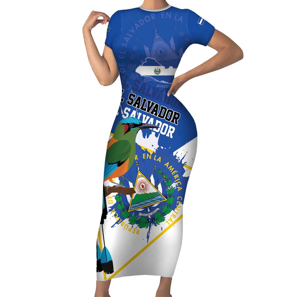 El Salvador Independence Day 1821 Short Sleeve Bodycon Dress - Wonder Print Shop