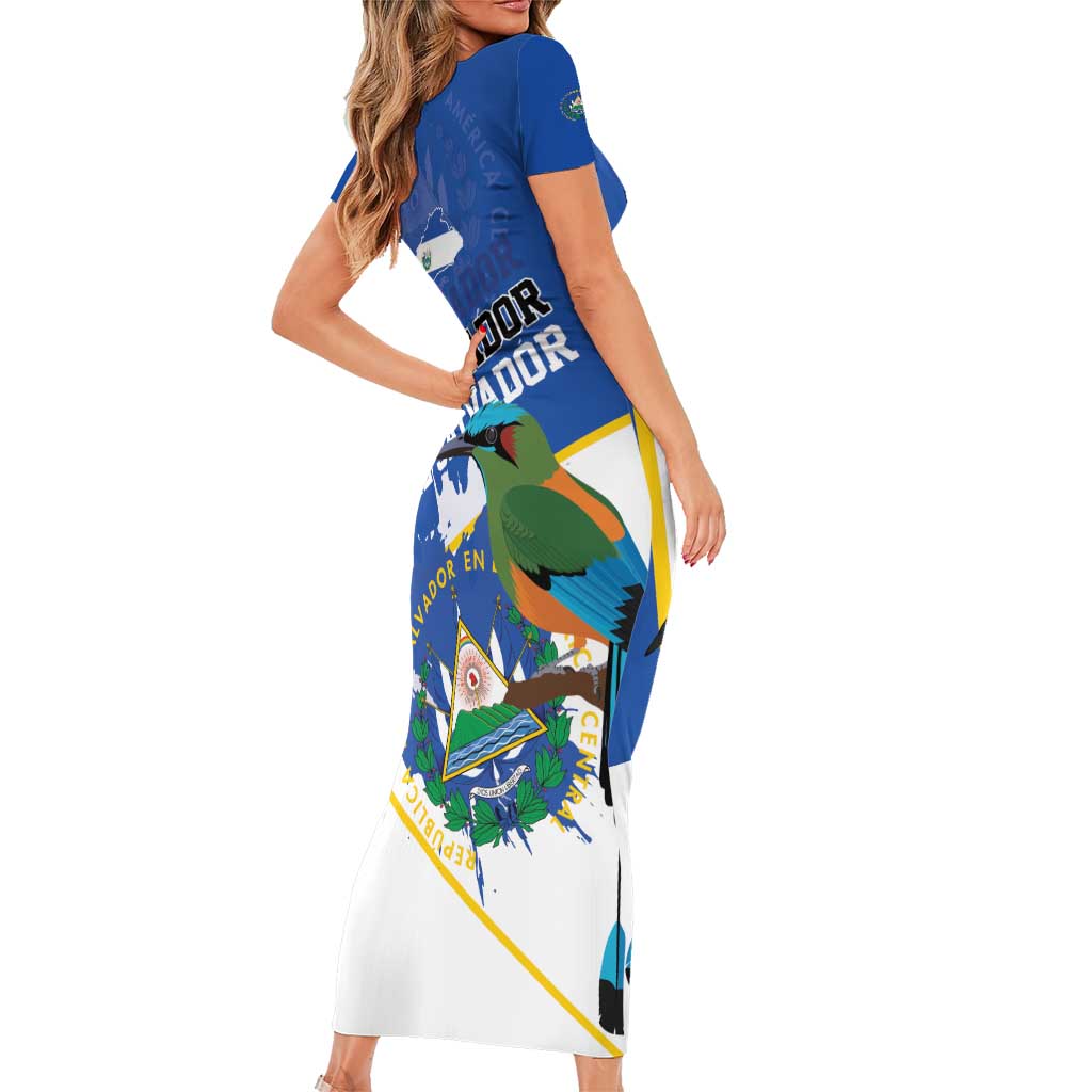 El Salvador Independence Day 1821 Short Sleeve Bodycon Dress - Wonder Print Shop