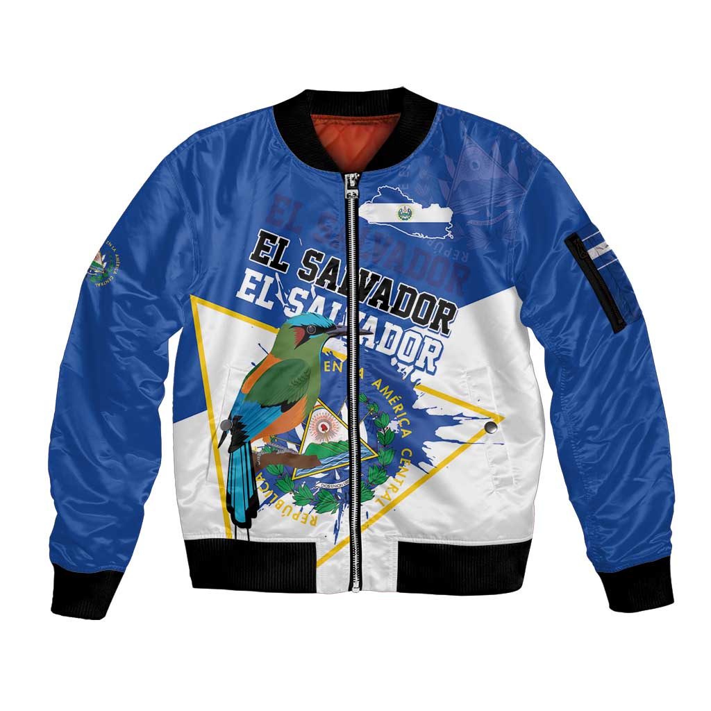 El Salvador Independence Day 1821 Sleeve Zip Bomber Jacket - Wonder Print Shop