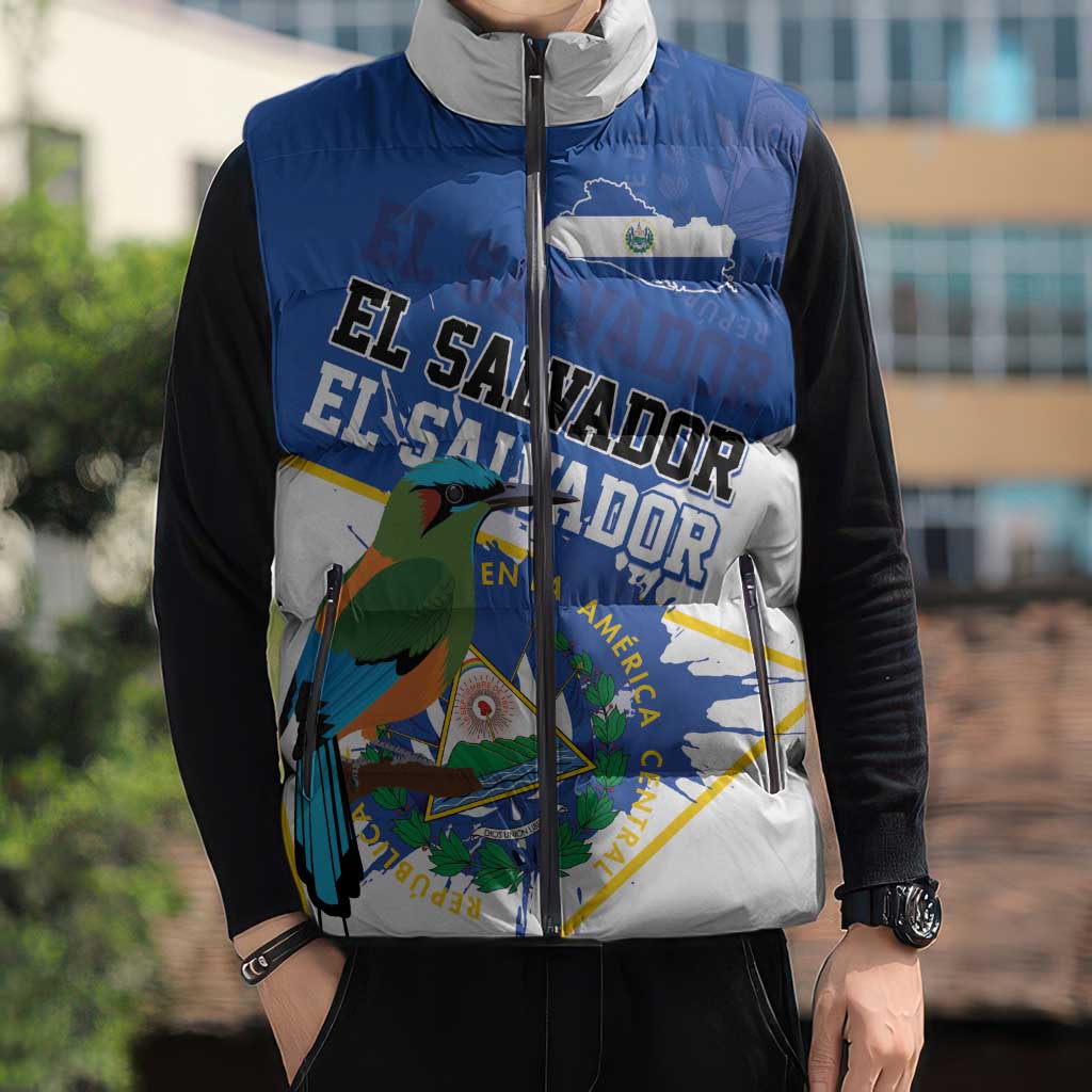 El Salvador Independence Day 1821 Sleeveless Puffer Jacket - Wonder Print Shop