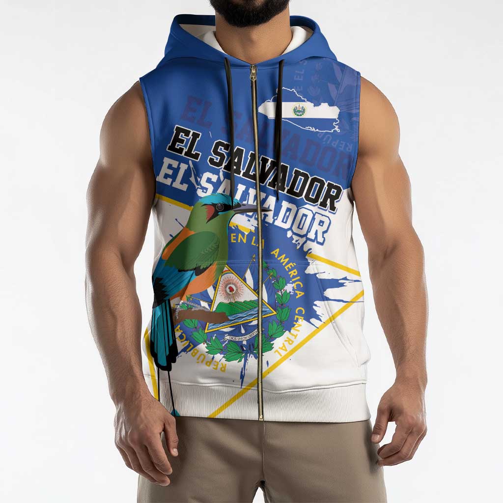 El Salvador Independence Day 1821 Sleeveless Zip Hoodie - Wonder Print Shop