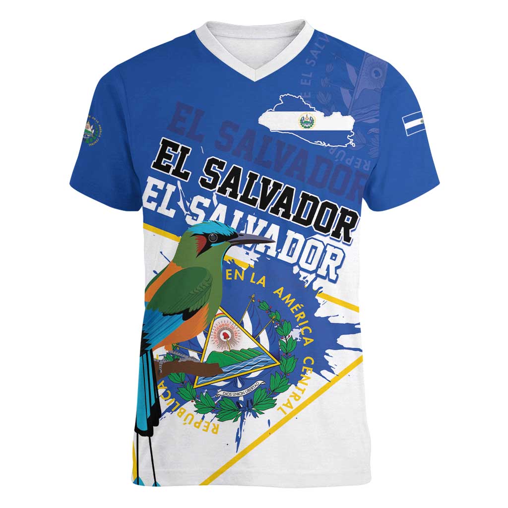 El Salvador Independence Day 1821 Women V-Neck T-Shirt - Wonder Print Shop