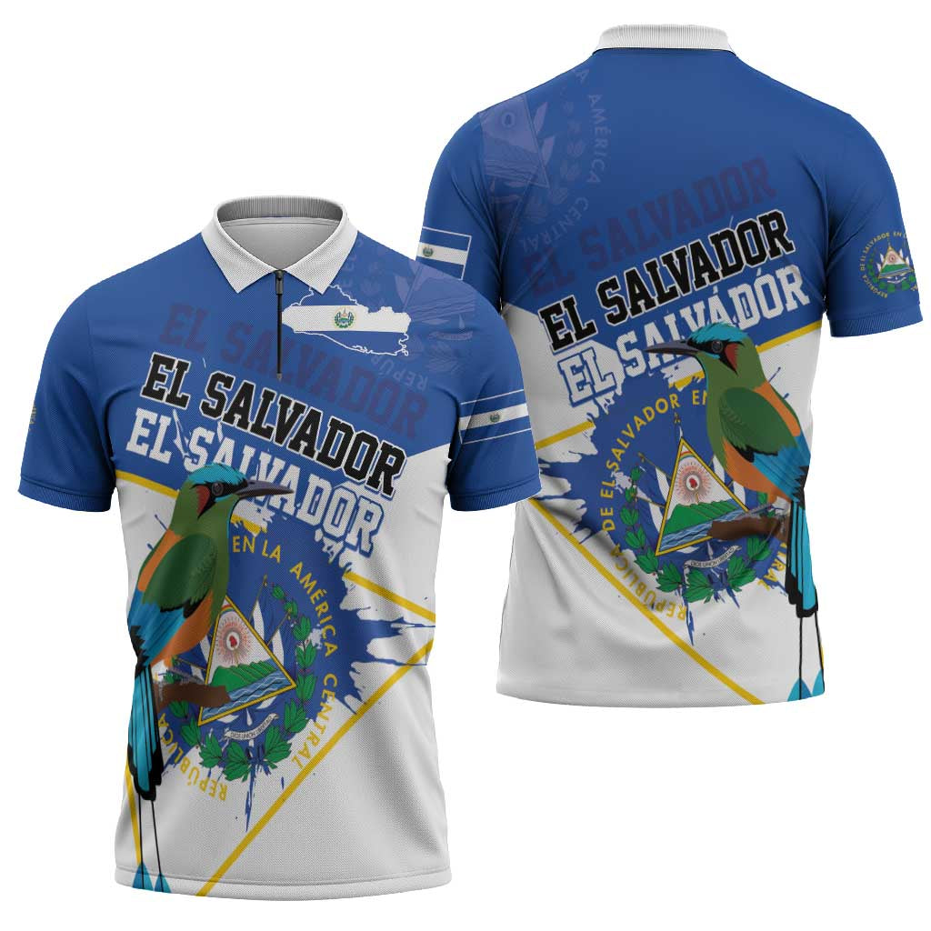 El Salvador Independence Day 1821 Zipper Polo Shirt - Wonder Print Shop
