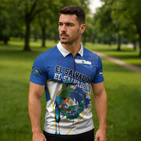 El Salvador Independence Day 1821 Zipper Polo Shirt - Wonder Print Shop