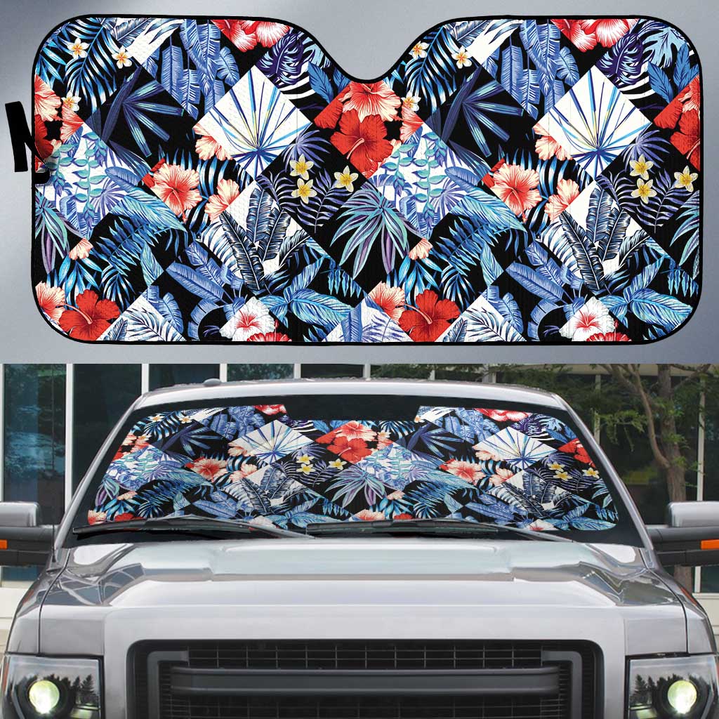 Hawaii Tropicana Blue Pattern Auto Sun Shade - Wonder Print Shop