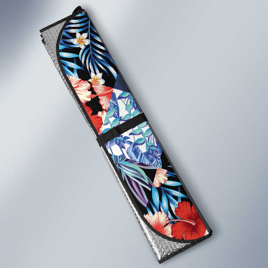 Hawaii Tropicana Blue Pattern Auto Sun Shade - Wonder Print Shop