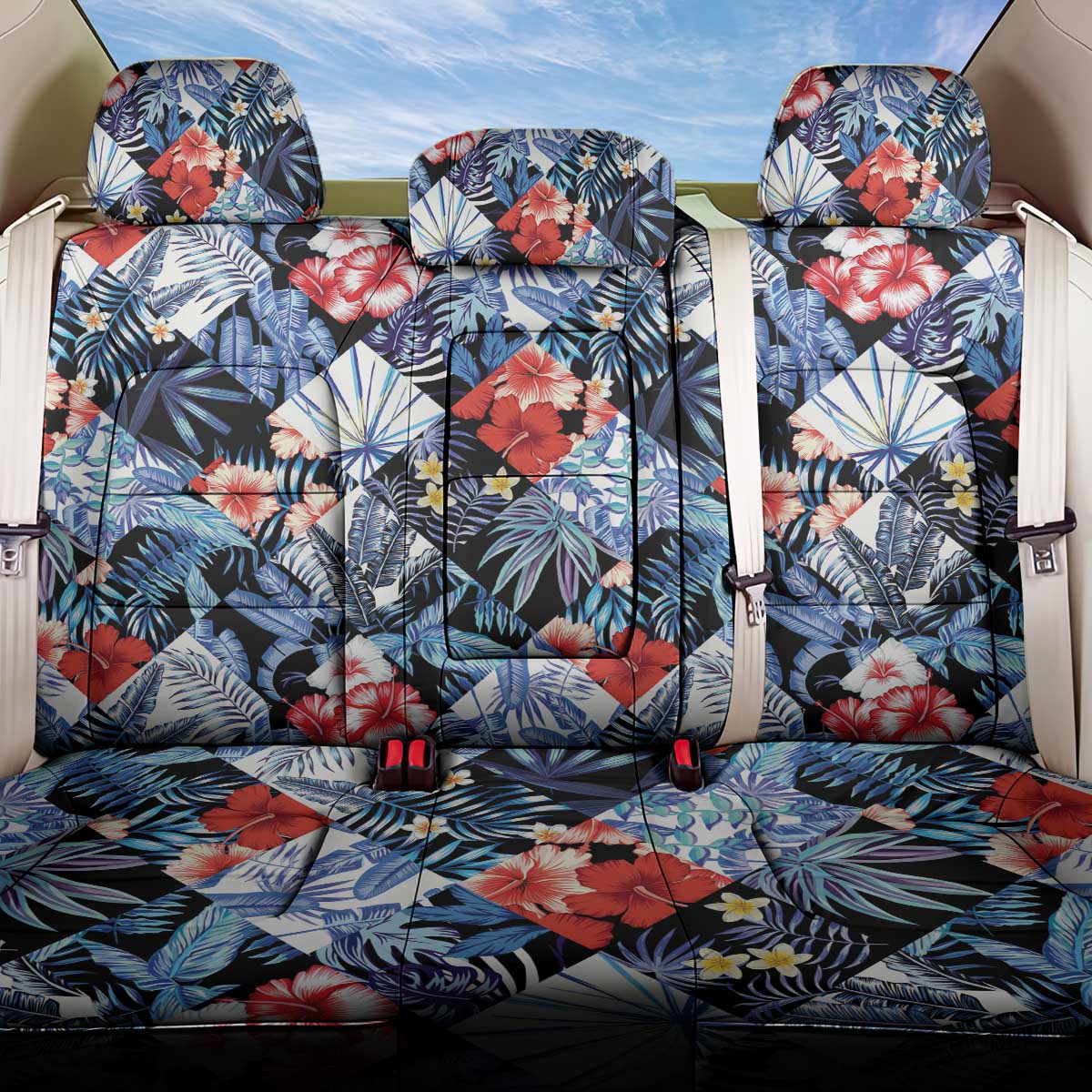 Hawaii Tropicana Blue Pattern Back Car Seat Cover - Wonder Print Shop