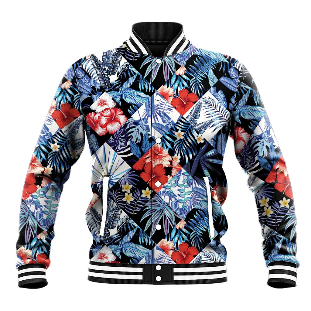 Hawaii Tropicana Blue Pattern Baseball Jacket - Wonder Print Shop