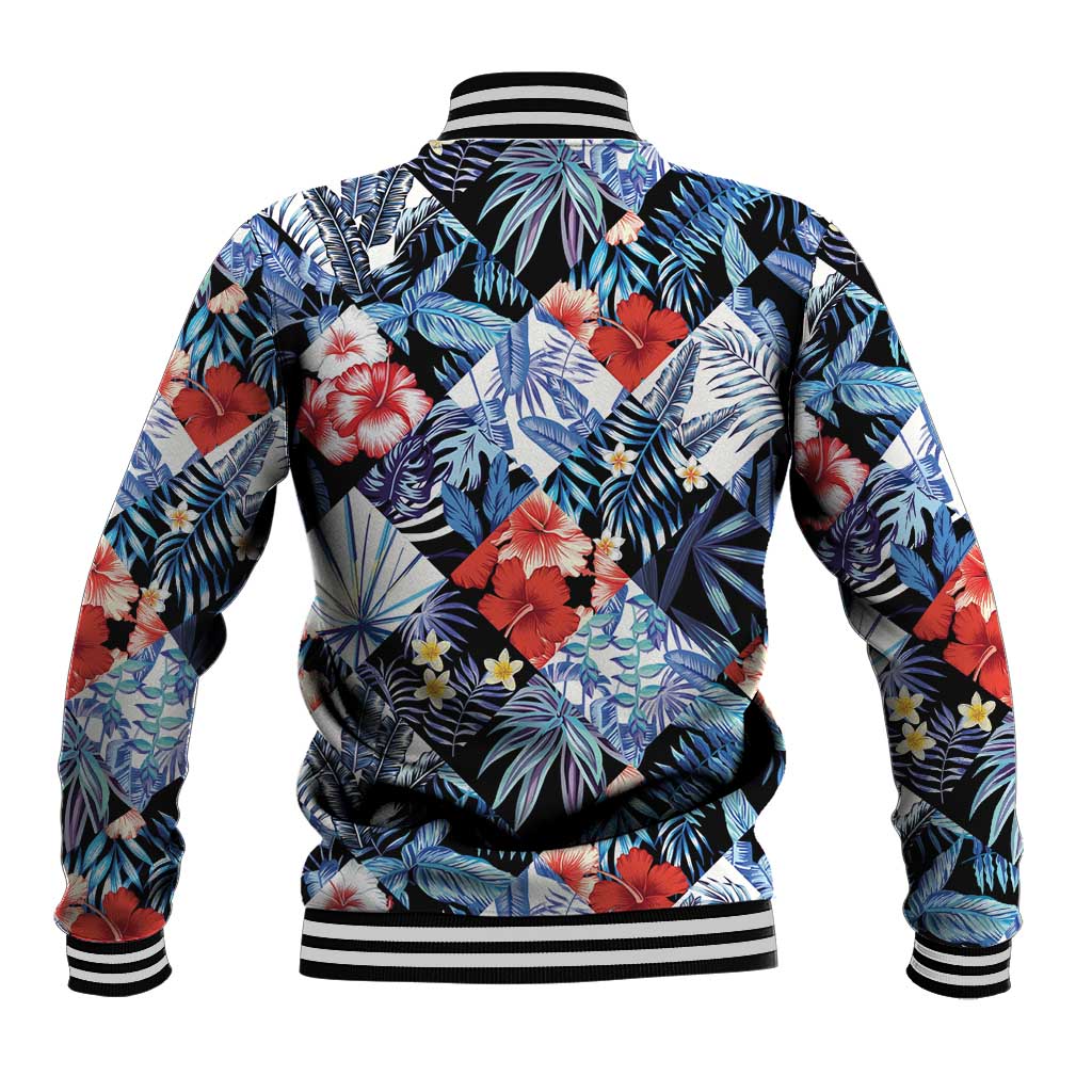 Hawaii Tropicana Blue Pattern Baseball Jacket - Wonder Print Shop
