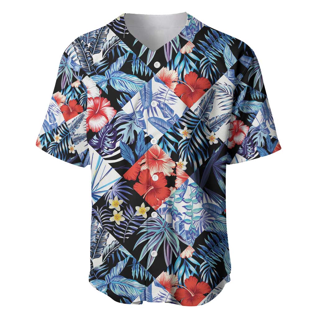 Hawaii Tropicana Blue Pattern Baseball Jersey - Wonder Print Shop