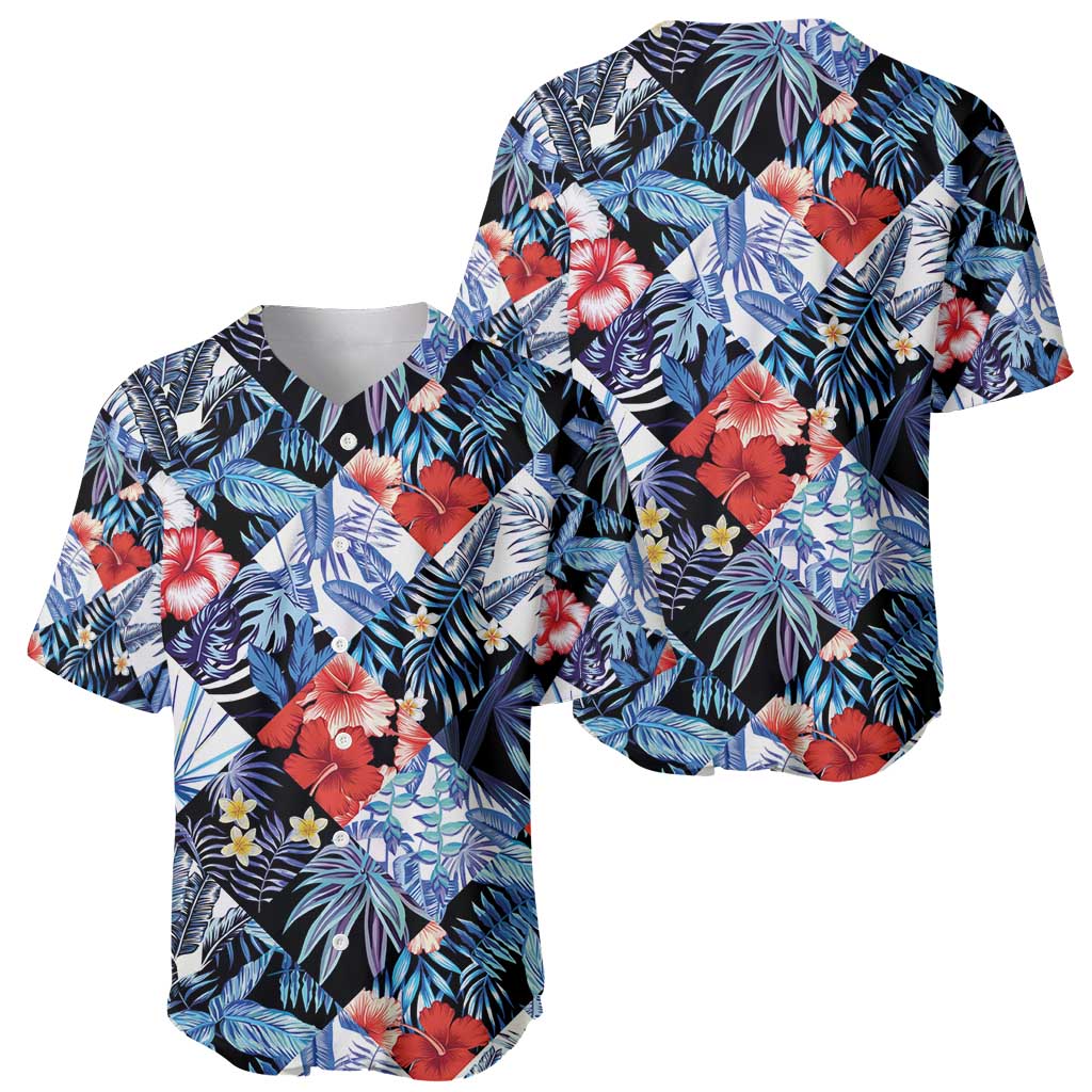 Hawaii Tropicana Blue Pattern Baseball Jersey - Wonder Print Shop