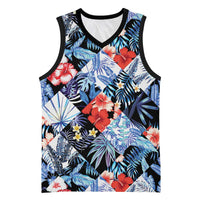 Hawaii Tropicana Blue Pattern Basketball Jersey - Wonder Print Shop